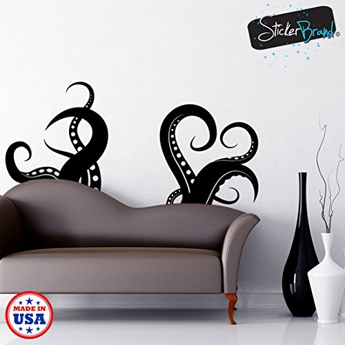 Giant Octopus Tentacles Wall Decal Sticker - Black, 27" X 60". Great For Living Room, Bathroom Or Bedroom Decor. #Os_Mb316 #TOP4