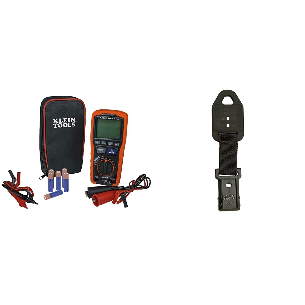 Klein Tools ET600 Multimeter, MegohmmeterInsulation Tester & 69417 Rare-Earth Magnetic Hanger, with