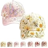 2026 Limited Edition Garden Morning Cap Bee and Bloom Hat Botanical Cottagecore Baseball Hat for Women Adjustable Breathable (2 Pack E)