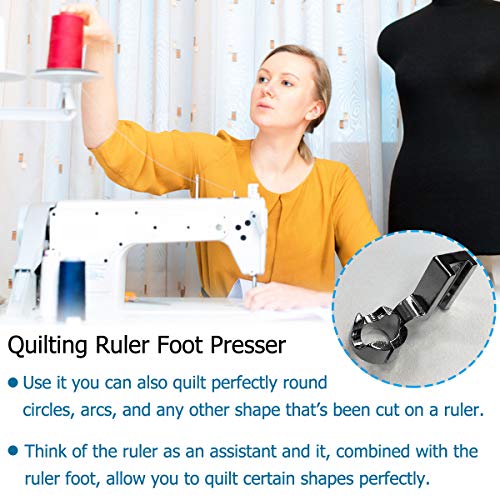 Low Shank Ruler Foot for Free Motion Quilting, 1/4 Inch Open Toe Darning Foot Compatible with Singer, Brother, Janome, Kenmore Sewing Machines, High Visibility Metal Frame for Quilting Templates by CYCHIRV - Image 7