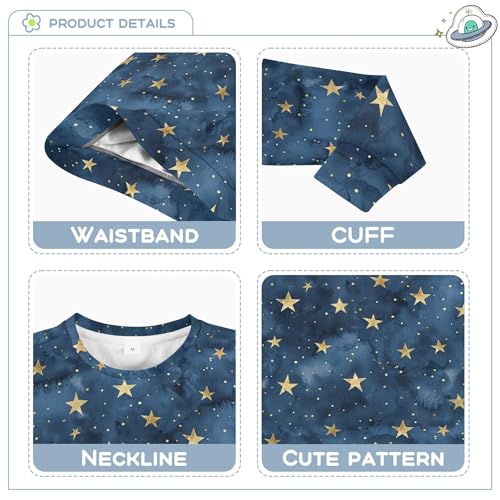 JUNZAN Glitter Stars on Navy Blue Little Kids Hooded Sweatshirt Long Sleeve Kids Pullover Hoodie Party 4T3