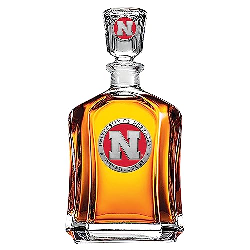 Image of Heritage Pewter Nebraska Capitol Decanter | 24 OZ Whiskey Decanter for Liquor with Airtight Stopper | Expertly Crafted Pewter Glass