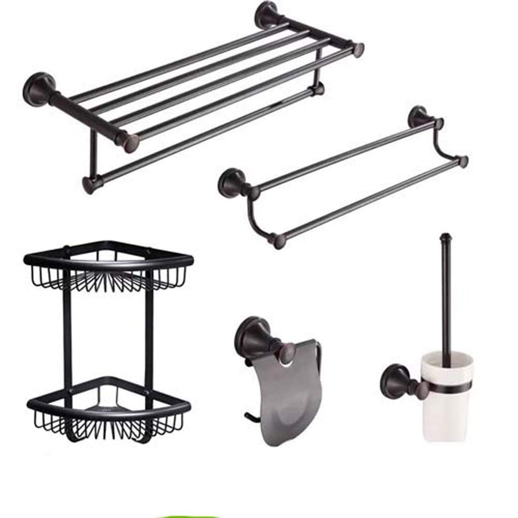 Porte-serviettes de salle de bain antirouille noir mat fixation facile