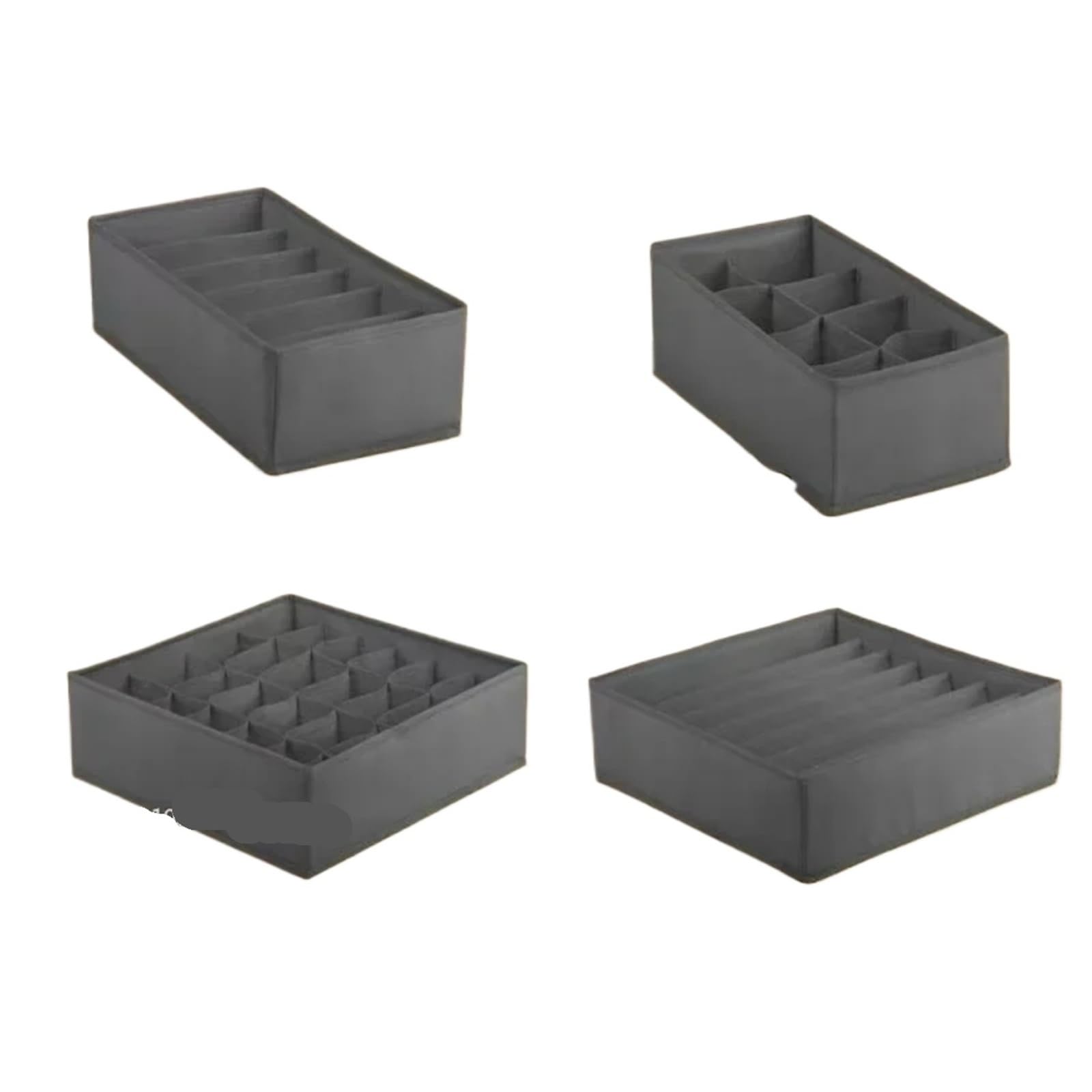 Caja de almacenamiento ropa interior, juego seis piezas plegable no tejido, acabado cajón calcetines, sujetador, 4 Uds./1 Juego(Grey-4pcs)