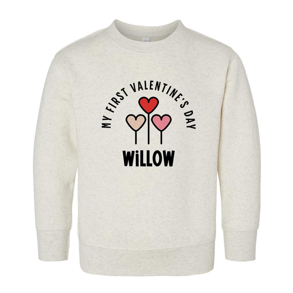 My First Valentine's Day Willow Kids Sweatshirt Toddler 3T Natural Heather