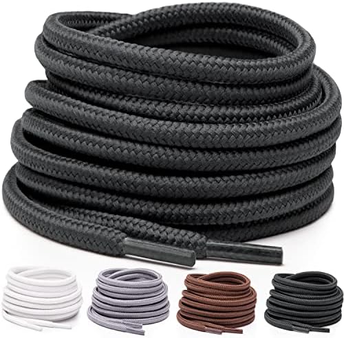 Miscly Round Shoelaces [1 Pair] 5/32″ Thick - For Shoes, Sneakers & Boots (36″, Black)