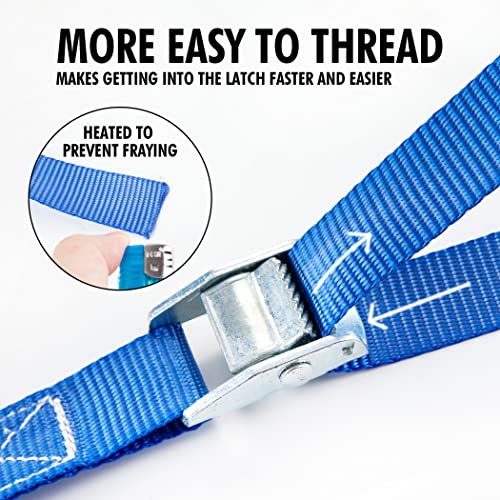 Cartman 1" X 12' Lashing Straps Up To 600Lbs,4Pk Blue #TOP2