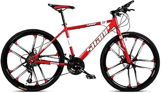 26 Inch Mountain Bikes, Adult Men's Dual Disc Brake Hardtail Mountain Bike, Shock Absorption Ultra Light Road Racing Variable Speed Bicycle YCHAOYUE (Color : 30 Speed, Size : Red 10 Spoke)