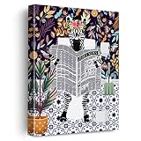 Botanical Zebra Canvas Poster Painting Bathroom Wall Art, Zebra on Toilet Reading Newspaper Picture