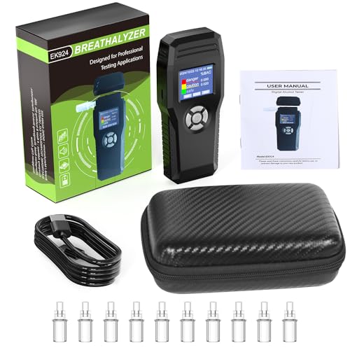 Breathalyzers, Alcohol Tester, USB Rechargeable Digital TFT Display, Ideal for Safety and Responsible Drinking with 10 Mouthpieces