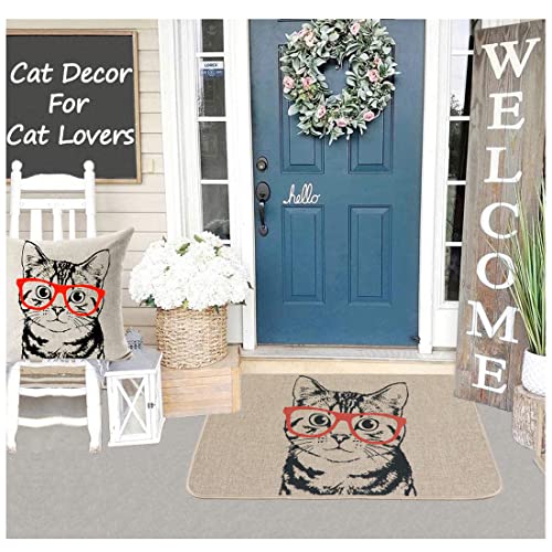 Nydecor Welcome Mats For Front Door Cat Door Mats Funny Animal Kitty Doormat Home Floor Mat Non Slip Rubber Entrance Rug For Indoor Outdoor Housewarming Gifts Cat Decor 17X28 Inch #TOP4