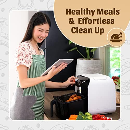 Reusable Silicone Air Fryer Liner by Lindas Essentials (3 Pack) - Non Stick and Easy Clean Air Fryer Silicone Liner, Airfryer Accessories, Includes Cheat Sheet and Recipe Book - 21.6 cm Square