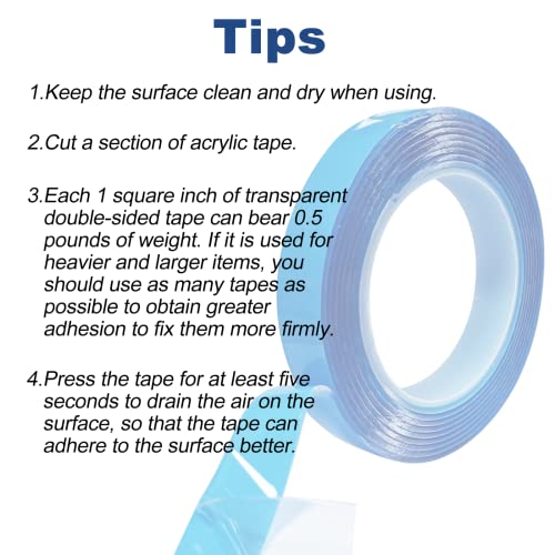 Edsrdrus Acrylic Tape Multiple Sizes Double Sided Strong Adhesion Waterproof Clear Removable Mounting Tape For Home, Office, Car, Glass Decoration, Photo Frames And Plug Board #TOP4