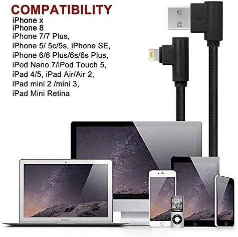 ANSEIP iPhone Charger Cable, 10FT/3M 90° Lightning Cable Nylon Braided Fast Charging iphone ipad Charger Compatible with iPhone 13 12 11 X 8 7 6 Plus iPad Pro Air mini and More