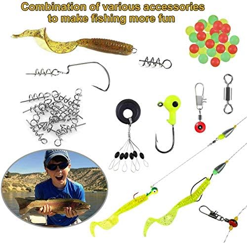 Fishing Tackle Set, Fishing Tackle Accessories Set with Tackle Box Including Barrel Swivels, Off Set Hooks, Swivel Slides, Cross-line Barrel Swivels for Saltwater and Freshwater