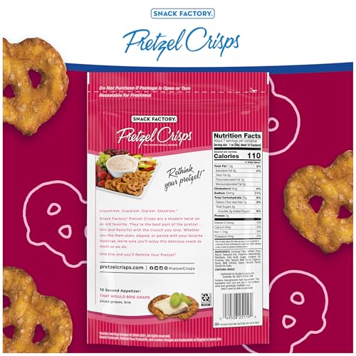 Snack Factory Pretzel Crisps, Cinnamon Sugar, 7.2 Oz Bag
