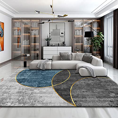 Tapis de chambre d'intérieur rectangulaire doux et tapis de sol bleu - 2