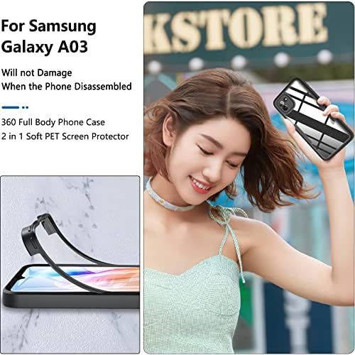 BESINPO For Samsung A03 Case (Not for A03s), Samsung Galaxy A03 Case Built-in Screen Protector 360° Protective Shockproof Rugged Anti-scratch Bumper Cover Case for Samsung Galaxy A03 Black