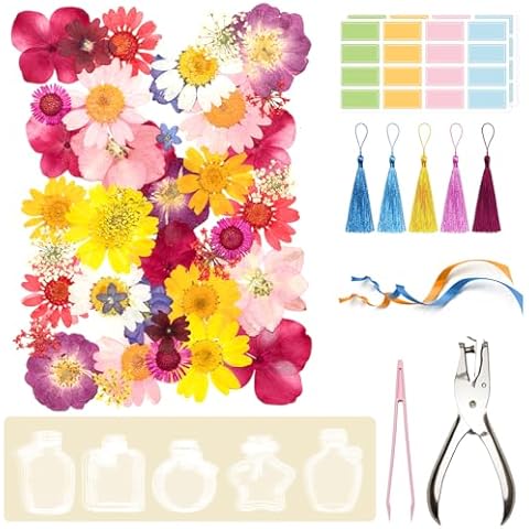 Pressed Flowers for Crafts Kit-42pcs Real Dried Flowers with Handmade Accessories for Bookmarks, Greeting Cards, Nails Décor & Home Décor, Dried Flowers for Resin Use for DIY Art Crafts (Multi) Cover