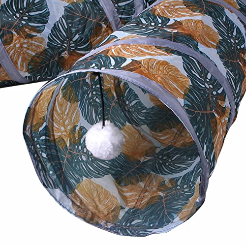 Túneis para gatos - Túnel dobrável para animais de estimação - Túnel de coelho com impressão de folh