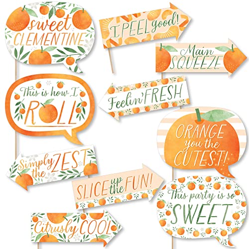 Big Dot Of Happiness Funny Little Clementine - Orange Citrus Baby Shower Or Birthday Party Photo Booth Props Kit - 10 Piece #TOP13