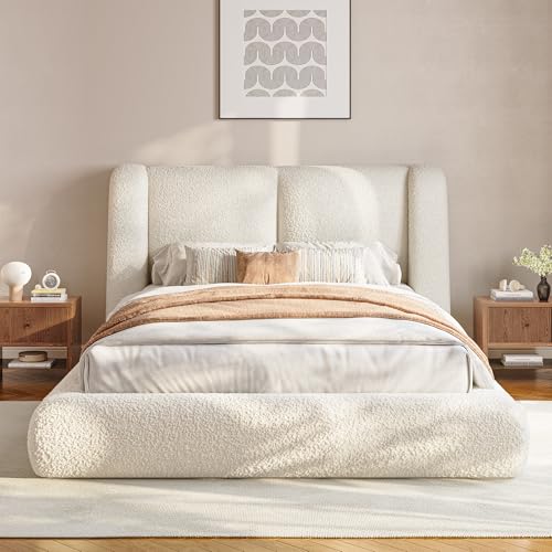 Homkdom Cloud Bed Frame with 5-inch Thick Headboard Protection, Upholstered