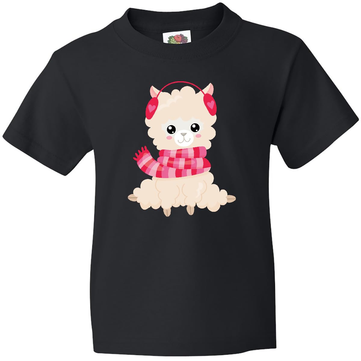 inktastic Winter Llama, Cute Llama, Alpaca, Scarf, Hearts Youth T-Shirt