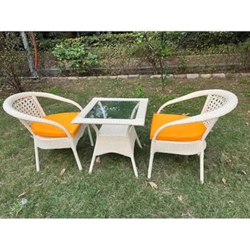 Image of HUMAIRA Outdoor FURNITURED D-8 2Chairs & 1Table Set Wicker Patio Furniture Sets for Garden Balcony Bedroom Powder Coated Frame Uv Protected Wicker (Black Str with Yellow)