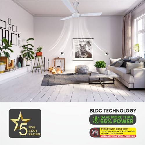 Image of AIRUS GreatWhite BLDC COPTER 32 PRO 1200mm /48inch High speed 3 blade 32W BLDC Ceiling Fan 5 Star (Pearl Ivorry) (WHITE)
