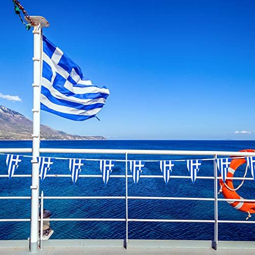 Whaline 29.5Ft Greek Flag Bunting, Greece Triangle Flag Banner, 30Pcs Greek Pennant Flag String Bunting for National Day Parades Decorations Sports Events Home Celebration Party