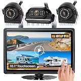 WOOCARTY 10.1" - 3 Magnetic Wireless RV Backup Camera System...