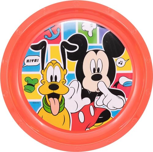 Tataway Disney Piatto Piano Rosso Per Bambini In Plastica Mickey Mouse Resistente Agli Urti Accidentali E Riutilizzabile - 4