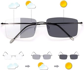 YIMI Photochromic التقدمي متعدد التركيز نظارات القراءة الانتقالية نظارات شمسية القراء الأزرق حظر الضوء نظارات الكمبيوتر