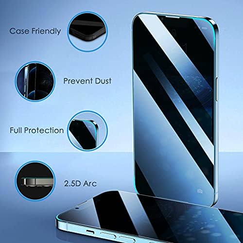 imluckies [2 Pack] Privacy Screen Protector Compatible with iPhone 14 Plus / 13 Pro Max 6.7 inch, Anti Spy 9H Tempered Glass Film, Bubble Free, Shatterproof, Full Coverage, Easy Install