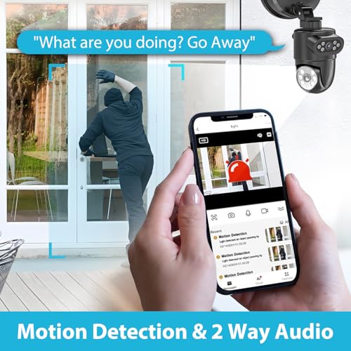 Olafus Security Camera Outdoor with Dual Lens, 360°View-Auto Tracking Smart Floodlight Camera,2K HD &Night Vision Video, Motion Detection Flood Lighting Wired 5500LM, 2-Way Audio Alexa Compatibility - Thumbnail 5