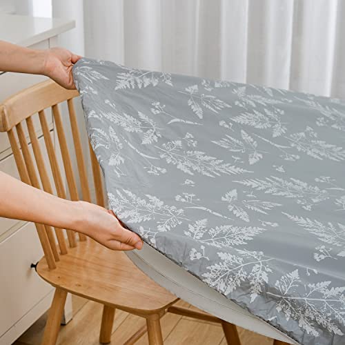 Pioggia Oval Classic Elastic Edged Flannel Backed Vinyl Fitted Table Cloth Waterproof Oil-Proof Plastic Table Cover - Fits Tables Up To 48" W X 68" L #TOP3
