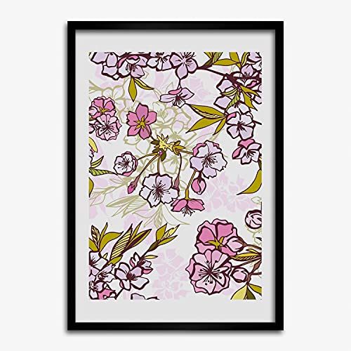 Cadre MDF 50x70 cm Tulup avec affiche de fleurs de cerisier pour decoration murale moderne