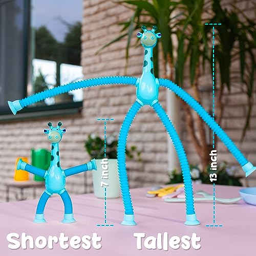 Boxgear 4 Pieces Led Telescopic Suction Cup Giraffe Toy, Shape Changing Telescopic Tube Fidget Toys, Pop Tubes, Fidget Tubes Sensory Toys For Girls Boys (Giraffe) #TOP2