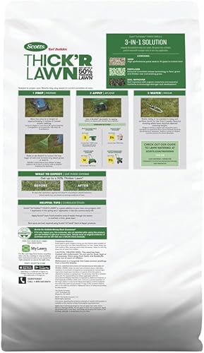 Miniatura 21 de Scotts Turf Builder Thick'R - Mezcla de festuca alta para césped, semillas combinadas, fertilizantes y mejoradores del suelo, espesa el césped