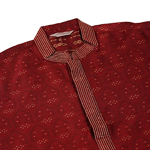 Image of Jompers Silk Blend Men's Collar Embroidered Kurta Pyjama Set
