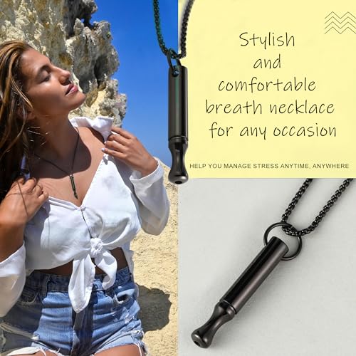 Mindfulness Breathing Necklace, Stainless Steel Stress Relief Breathe Necklace Jewelry Gift for Women and Men4