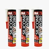 WOLFIX Silikon Weiß 3er Set Sanitär, 280ml Badsilikon für Badezimmer & Küche – UV...