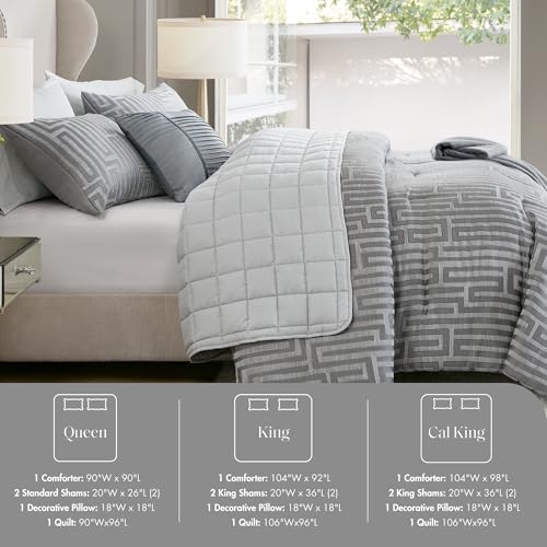 Madison Park Jacquard Metallic Thread Comforter Set, 5PC Queen Bedding Set by Madison Park - Used condition - Image 5