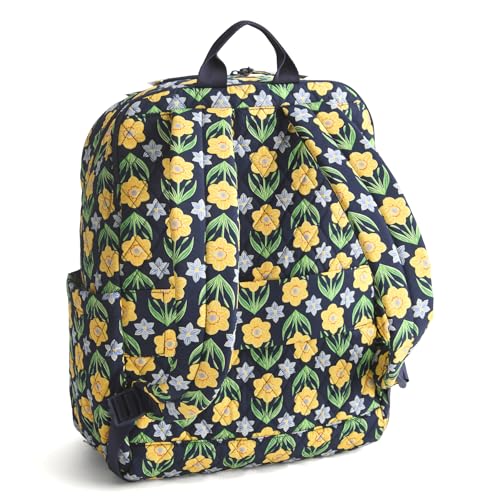 Image of Vera Bradley Women's Premium Cotton Large Bancroft Backpack, Daffodils, One Size