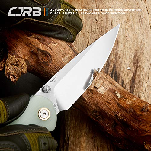 Cjrb Folding Knife Feldspar Pocket Folding Knife Stonewash D2 Steel Blade G10 Tactical Handle Edc Knife Green-Large (J1912) #TOP3