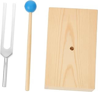1set Educational Sound Healing Tools Wooden Base Tuning Fork Hammer for Acoustic Experiment
