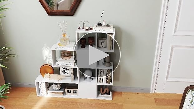 Libreria A Forma Di Scala Bianca - 4 Ripiani Per Soggiorno O Ufficio, 120x19.5x109 Cm