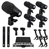 W IN-MIX G7 7-Piece Wired Dynamic Drum Mic Kit (Whole Metal)- Kick Bass, Tom/Snare & Cymbals Microphone Use for Drums, Vocal, Other Instrument Complete with Thread Clip, Mics Holder