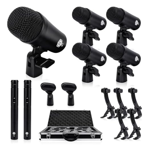 W IN-MIX G7 7-Piece Wired Dynamic Drum Mic Kit (Whole Metal)- Kick Bass, Tom/Snare & Cymbals Microphone Use for Drums, Vocal, Other Instrument Complete with Thread Clip, Mics Holder