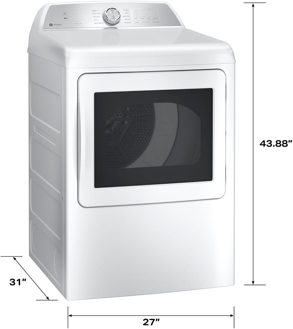 GE Profile 7.4 cu. ft. Smart Electric Dryer in White with Sanitize Cycle and Sensor Dry, Energy Star PTD60EBSRWS